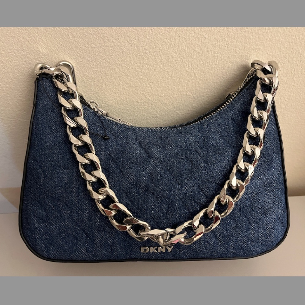 DKNY DENIM EMBOSSED LOGO CROSSBODY NEW